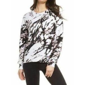Zella Jamie Ink Print Oversized Sweatshirt Black & White Size XS